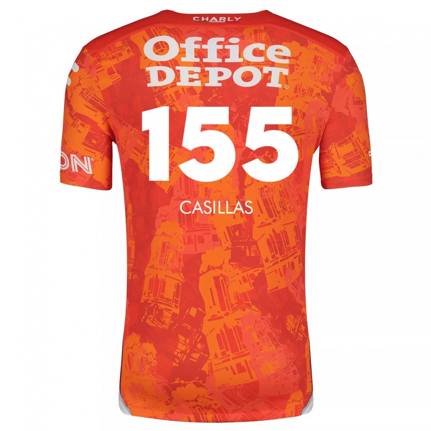 Kandiny Kinder Johan Casillas #155 Orange Weiß Auswärtstrikot Trikot 2024/25 T-Shirt