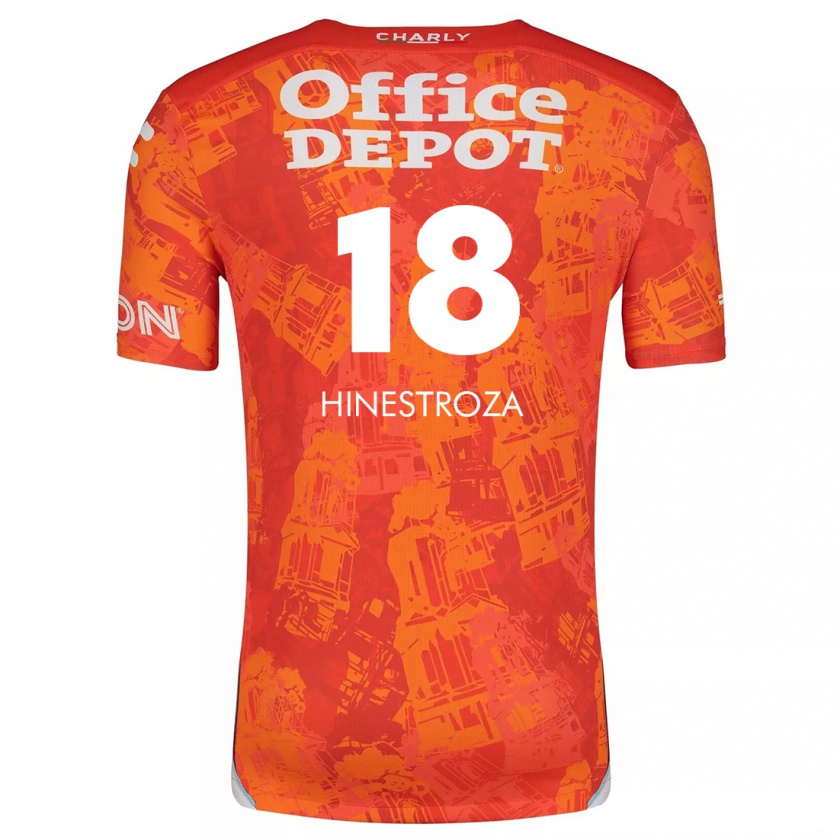 Kandiny Kinder Marino Hinestroza #18 Orange Weiß Auswärtstrikot Trikot 2024/25 T-Shirt