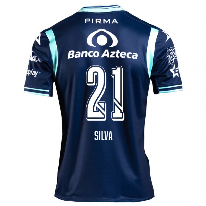 Kandiny Kinder Gastón Silva #21 Navy Blau Auswärtstrikot Trikot 2024/25 T-Shirt