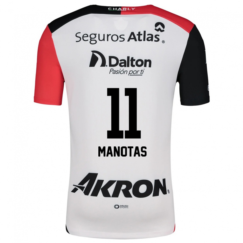 Kandiny Kinder Mauro Manotas #11 Weiß Rot Schwarz Auswärtstrikot Trikot 2024/25 T-Shirt