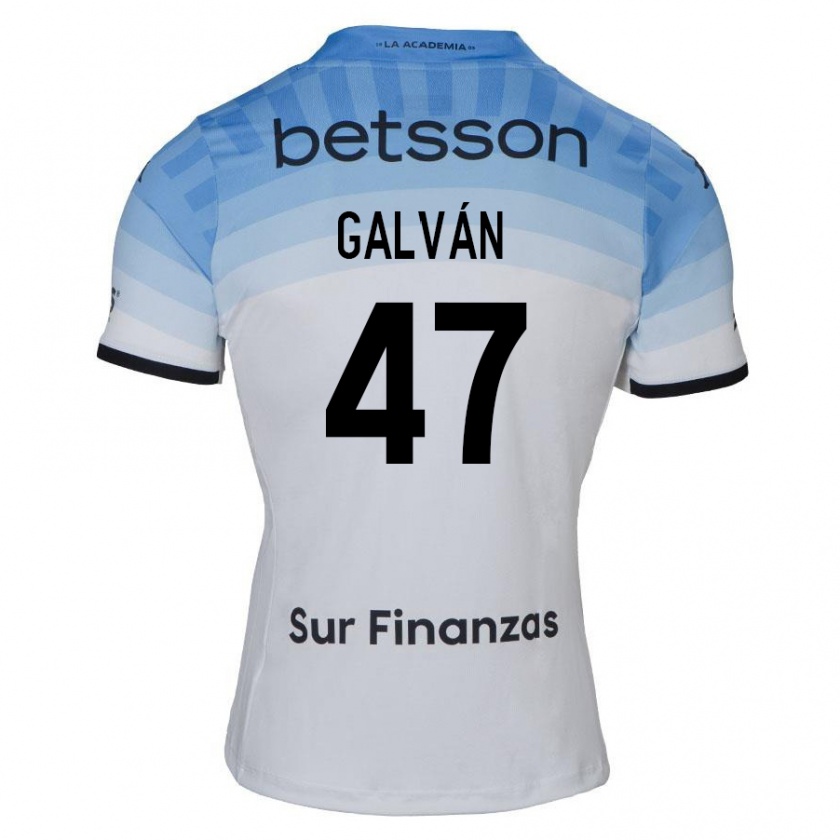 Kandiny Kinder Ignacio Galván #47 Weiß Blau Schwarz Auswärtstrikot Trikot 2024/25 T-Shirt