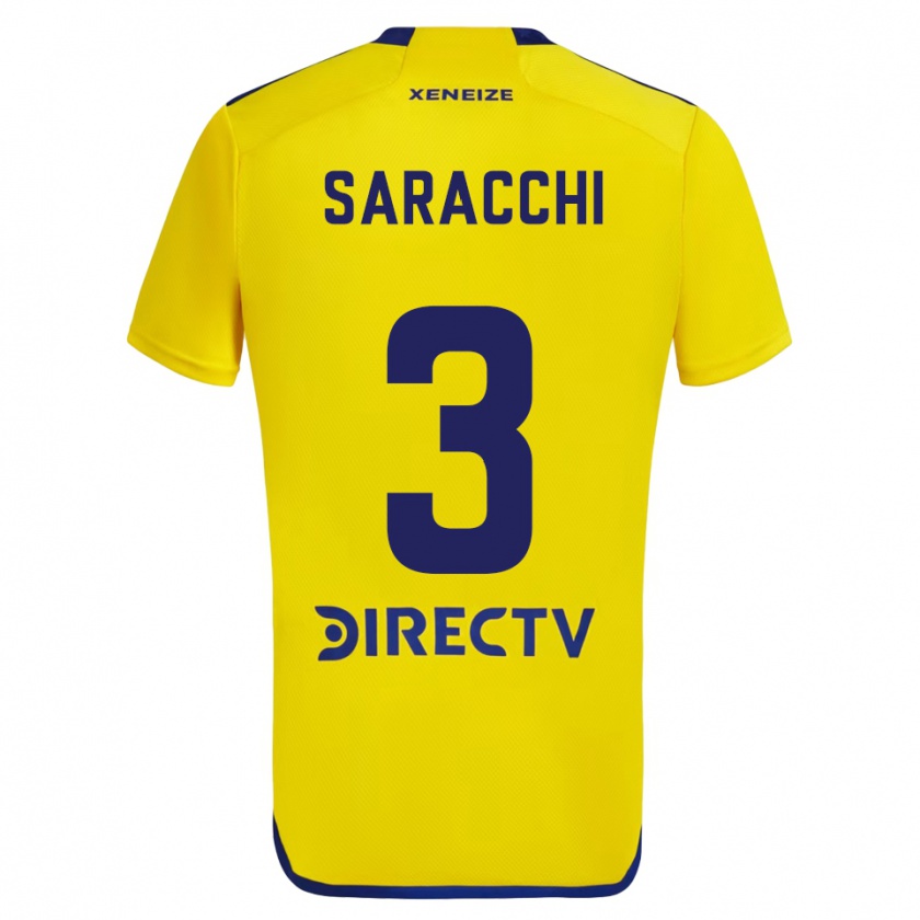 Kandiny Kinder Marcelo Saracchi #3 Gelb Blau Auswärtstrikot Trikot 2024/25 T-Shirt