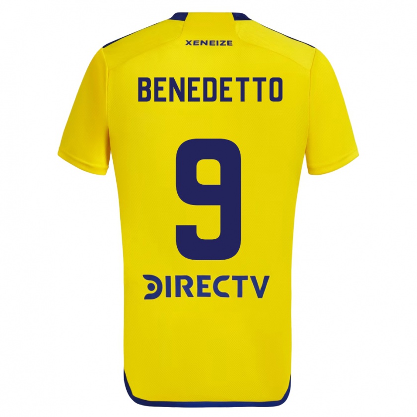 Kandiny Kinder Darío Benedetto #9 Gelb Blau Auswärtstrikot Trikot 2024/25 T-Shirt