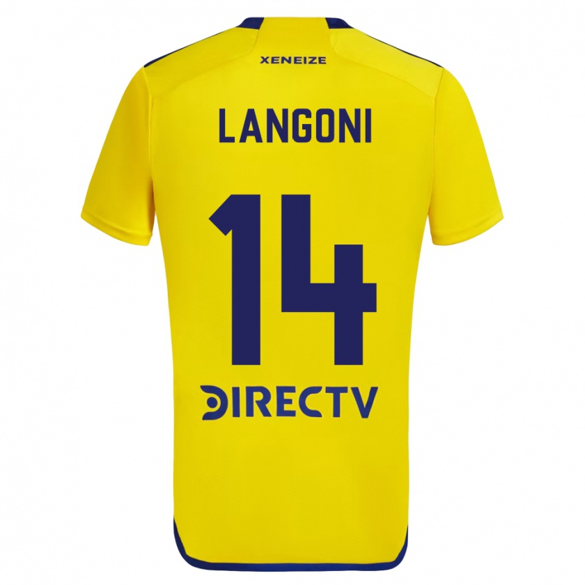 Kandiny Kinder Luca Langoni #14 Gelb Blau Auswärtstrikot Trikot 2024/25 T-Shirt