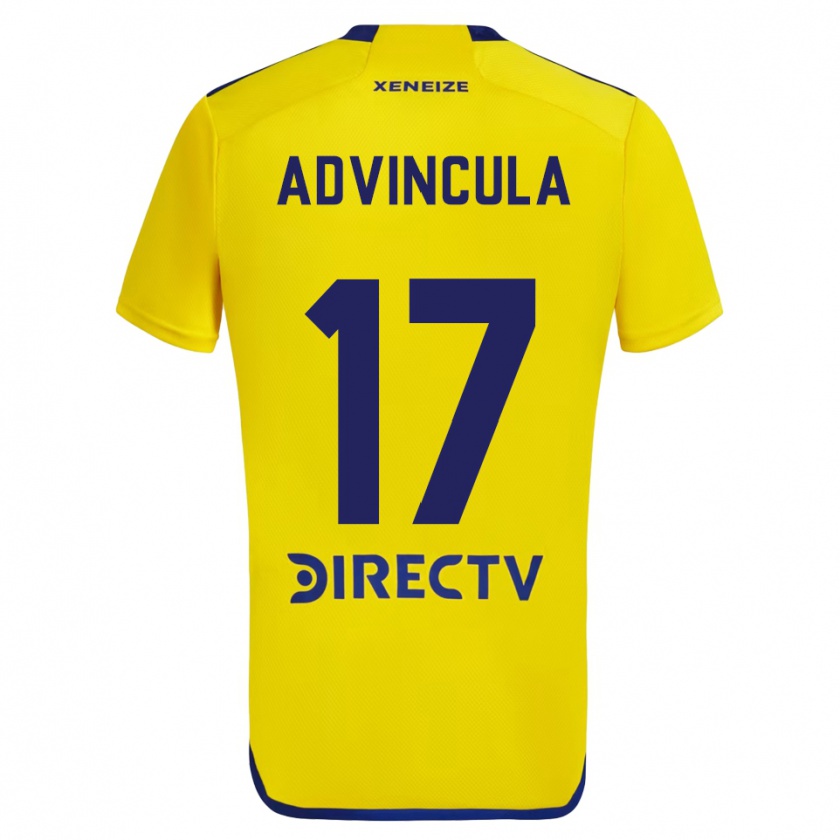 Kandiny Kinder Luis Advíncula #17 Gelb Blau Auswärtstrikot Trikot 2024/25 T-Shirt