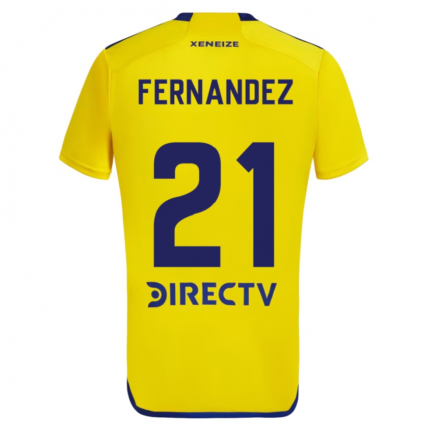 Kandiny Kinder Ezequiel Fernández #21 Gelb Blau Auswärtstrikot Trikot 2024/25 T-Shirt