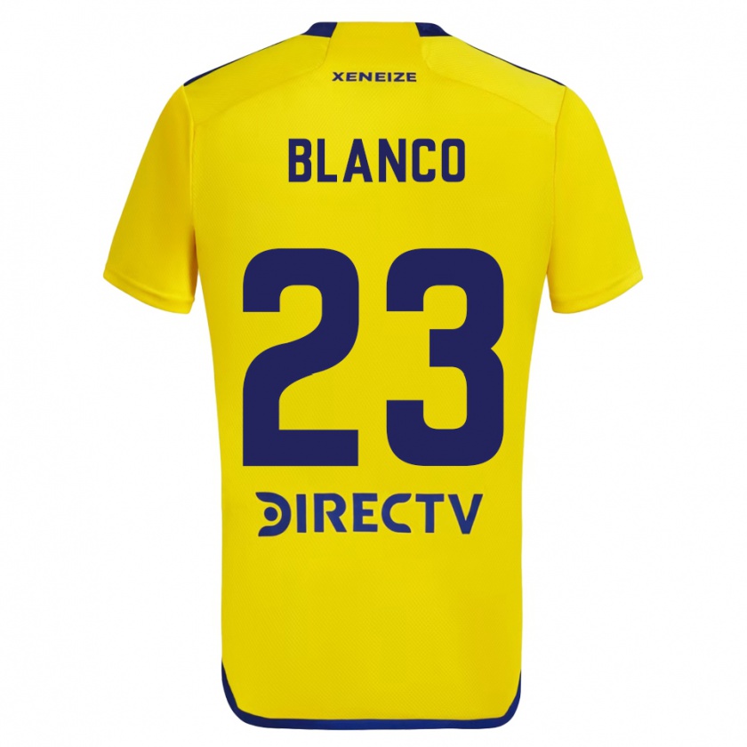 Kandiny Kinder Lautaro Blanco #23 Gelb Blau Auswärtstrikot Trikot 2024/25 T-Shirt