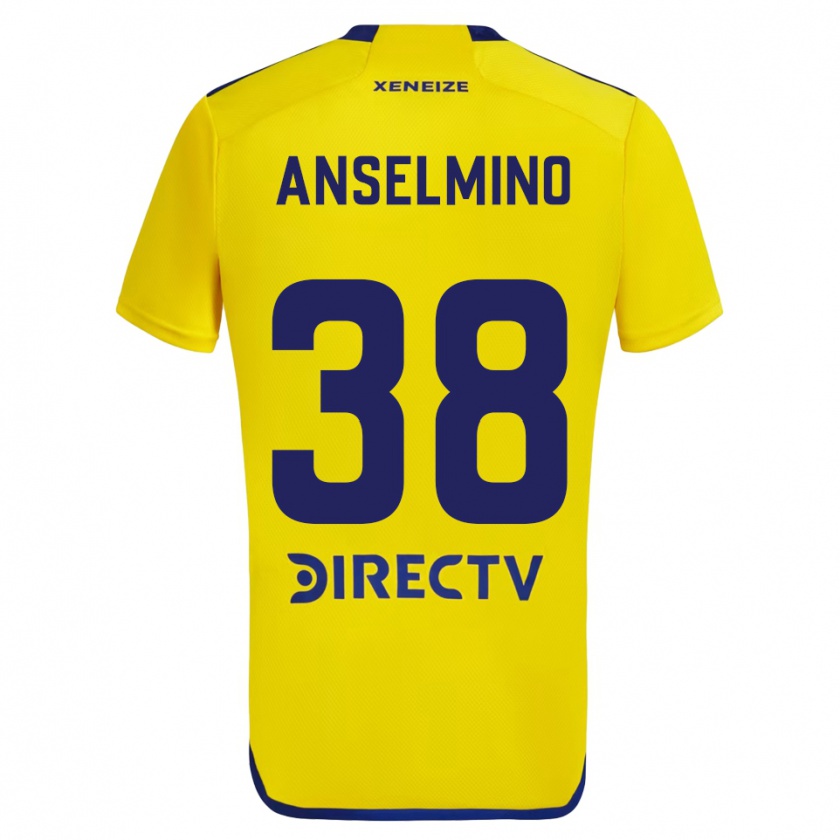 Kandiny Kinder Aarón Anselmino #38 Gelb Blau Auswärtstrikot Trikot 2024/25 T-Shirt