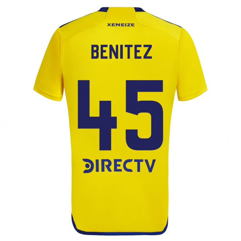 Kandiny Kinder Mauricio Benítez #45 Gelb Blau Auswärtstrikot Trikot 2024/25 T-Shirt