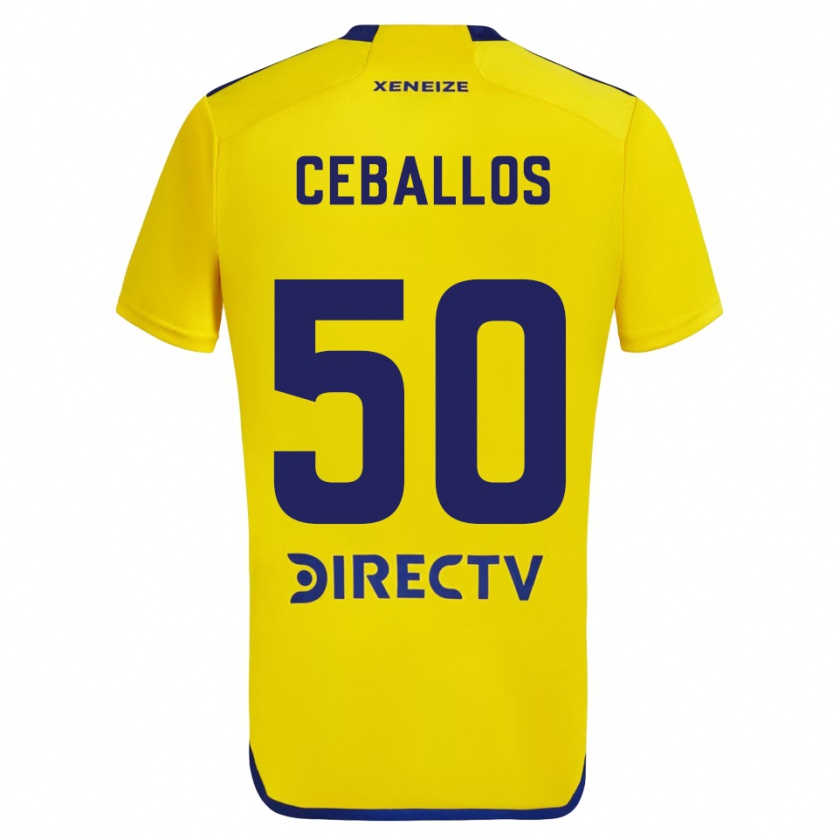 Kandiny Kinder Julián Ceballos #50 Gelb Blau Auswärtstrikot Trikot 2024/25 T-Shirt