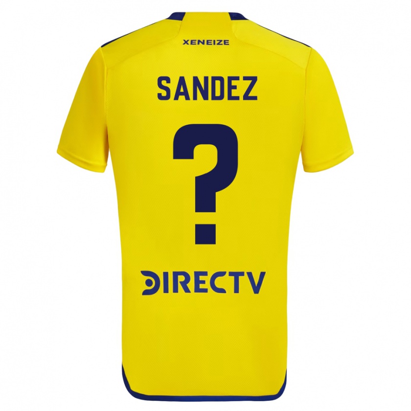 Kandiny Kinder Agustín Sández #0 Gelb Blau Auswärtstrikot Trikot 2024/25 T-Shirt