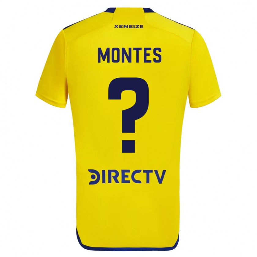 Kandiny Kinder Rodrigo Montes #0 Gelb Blau Auswärtstrikot Trikot 2024/25 T-Shirt