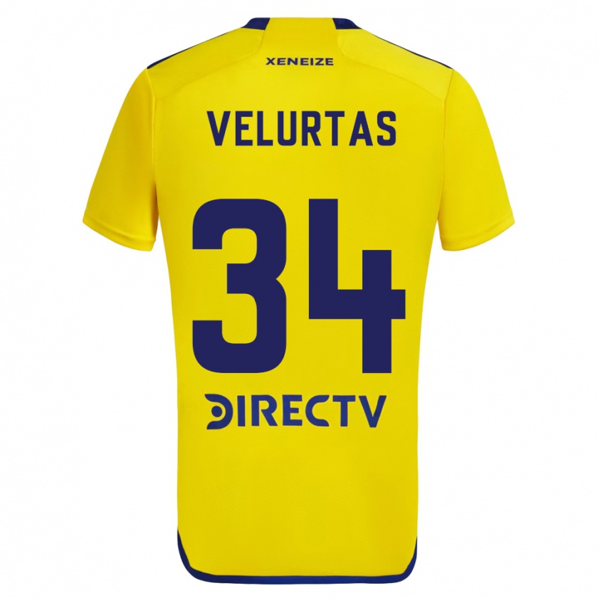 Kandiny Kinder Pedro Velurtas #34 Gelb Blau Auswärtstrikot Trikot 2024/25 T-Shirt