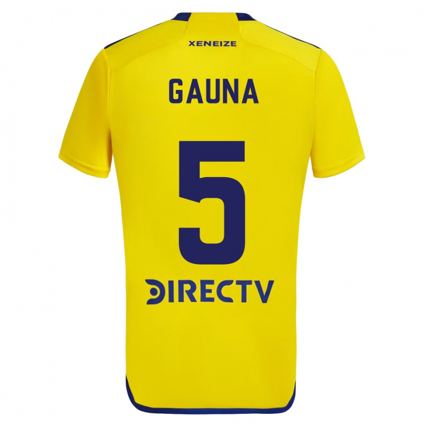 Kandiny Kinder Santiago Gauna #5 Gelb Blau Auswärtstrikot Trikot 2024/25 T-Shirt