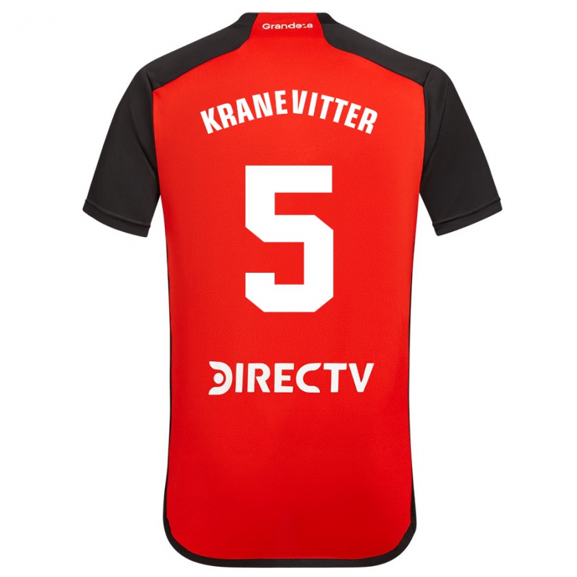 Kandiny Kinder Matías Kranevitter #5 Rot Schwarz Weiß Auswärtstrikot Trikot 2024/25 T-Shirt