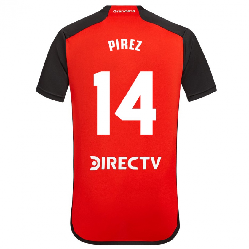 Kandiny Kinder Leandro González Pírez #14 Rot Schwarz Weiß Auswärtstrikot Trikot 2024/25 T-Shirt