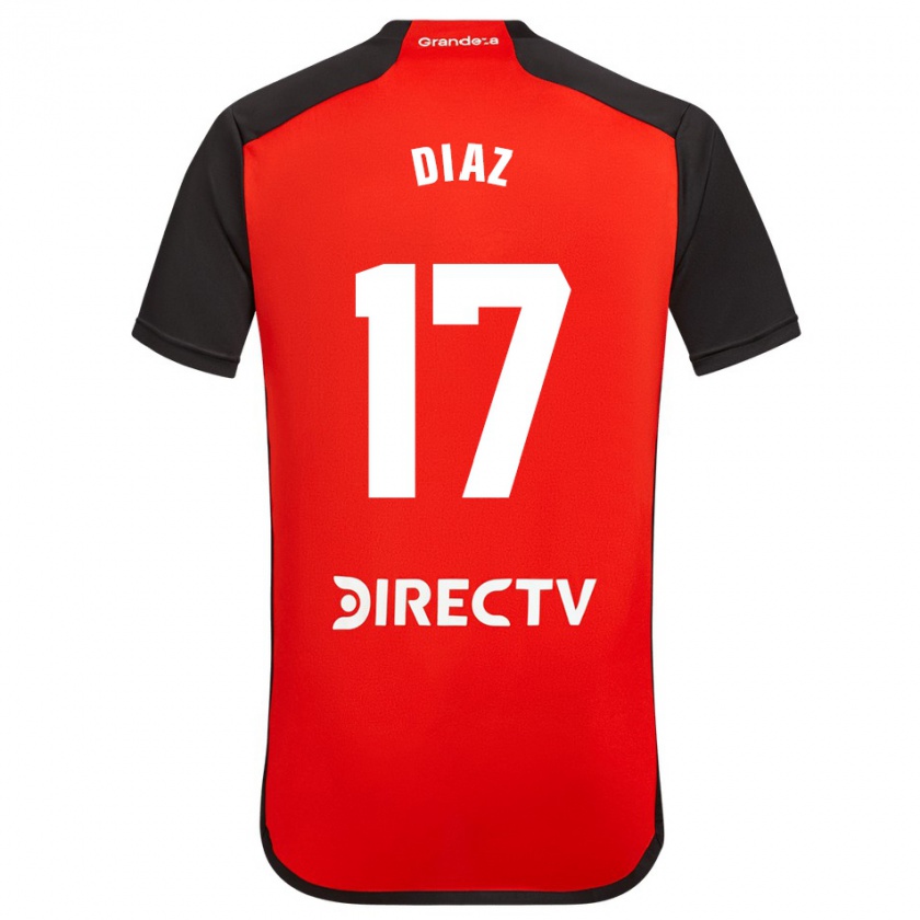 Kandiny Kinder Paulo Díaz #17 Rot Schwarz Weiß Auswärtstrikot Trikot 2024/25 T-Shirt