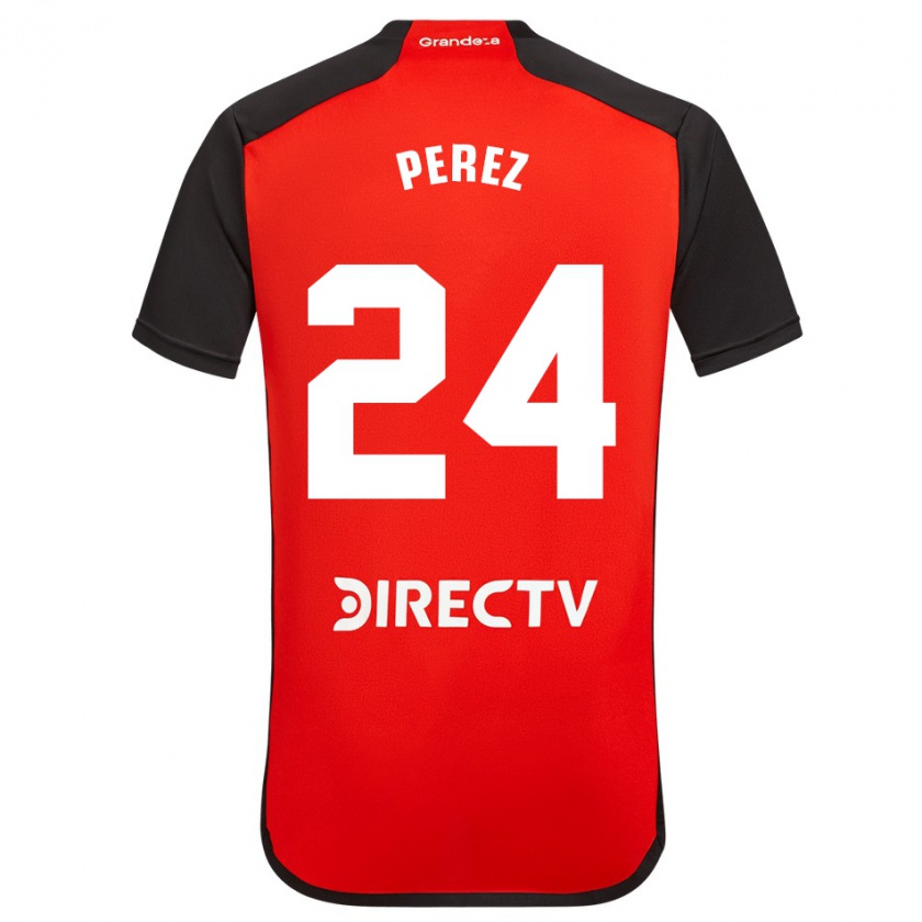 Kandiny Kinder Enzo Pérez #24 Rot Schwarz Weiß Auswärtstrikot Trikot 2024/25 T-Shirt