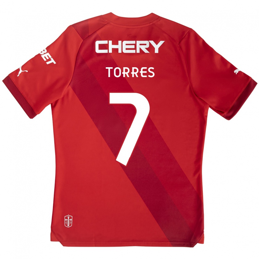 Kandiny Kinder Joaquín Torres #7 Rot-Weiss Auswärtstrikot Trikot 2024/25 T-Shirt