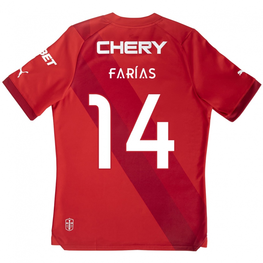 Kandiny Kinder Agustín Farías #14 Rot-Weiss Auswärtstrikot Trikot 2024/25 T-Shirt