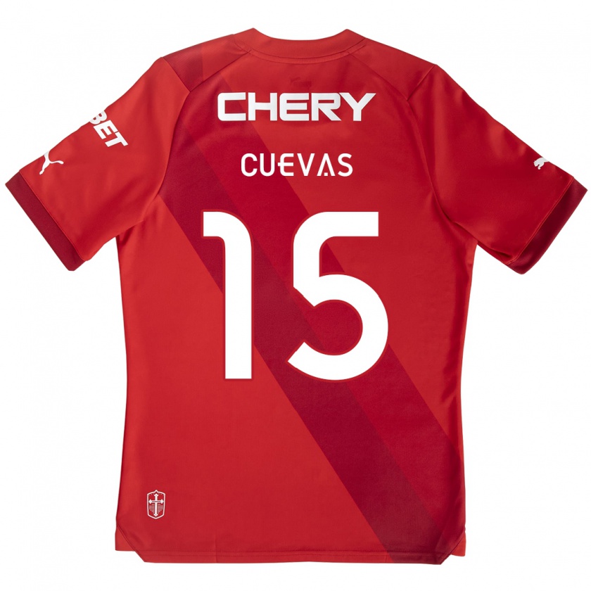 Kandiny Kinder Cristian Cuevas #15 Rot-Weiss Auswärtstrikot Trikot 2024/25 T-Shirt