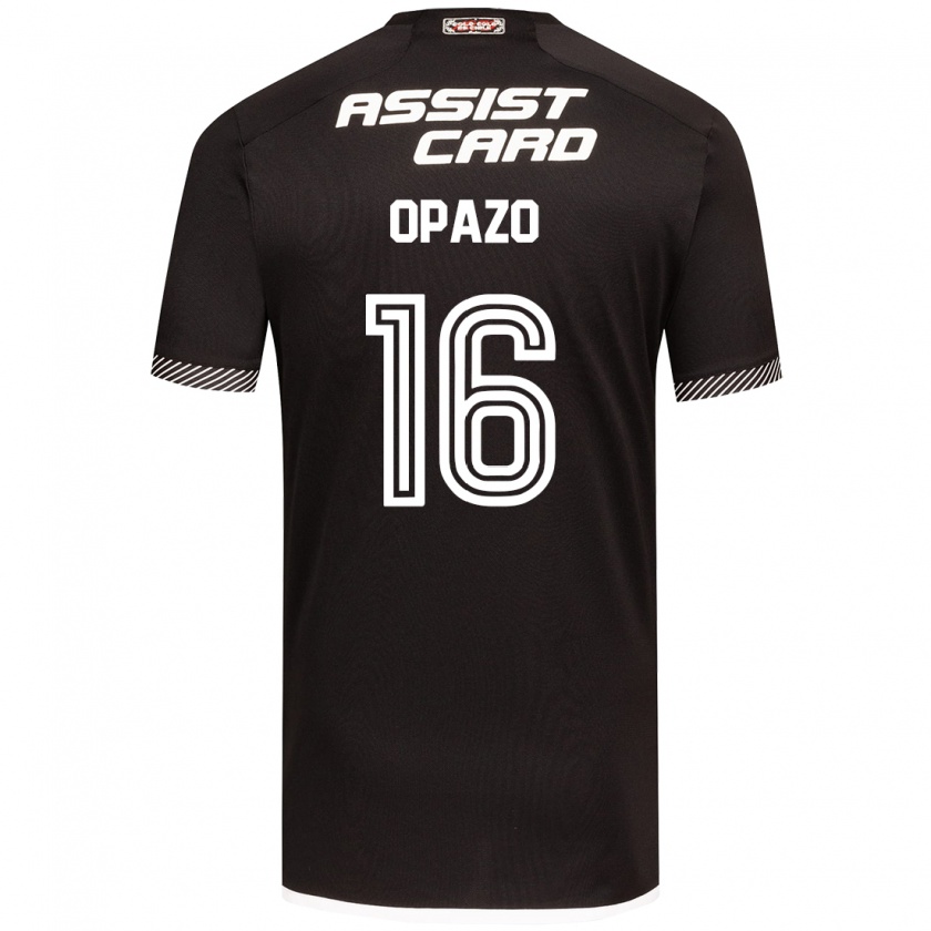 Kandiny Kinder Óscar Opazo #16 Schwarz-Weiss Auswärtstrikot Trikot 2024/25 T-Shirt