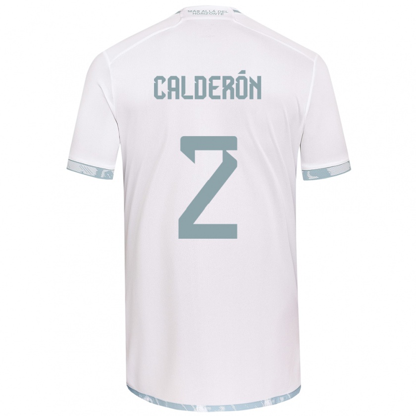 Kandiny Kinder Franco Calderón #2 Weiß Grau Auswärtstrikot Trikot 2024/25 T-Shirt