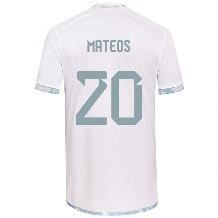 Kandiny Kinder Federico Mateos #20 Weiß Grau Auswärtstrikot Trikot 2024/25 T-Shirt