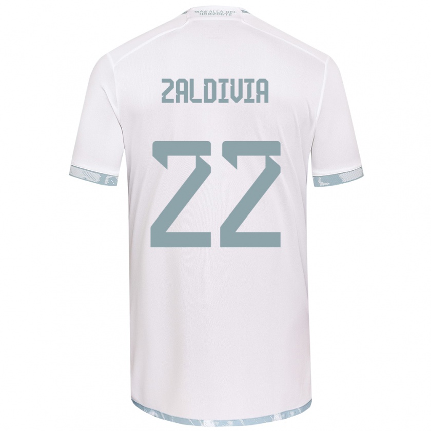 Kandiny Kinder Matías Zaldivia #22 Weiß Grau Auswärtstrikot Trikot 2024/25 T-Shirt