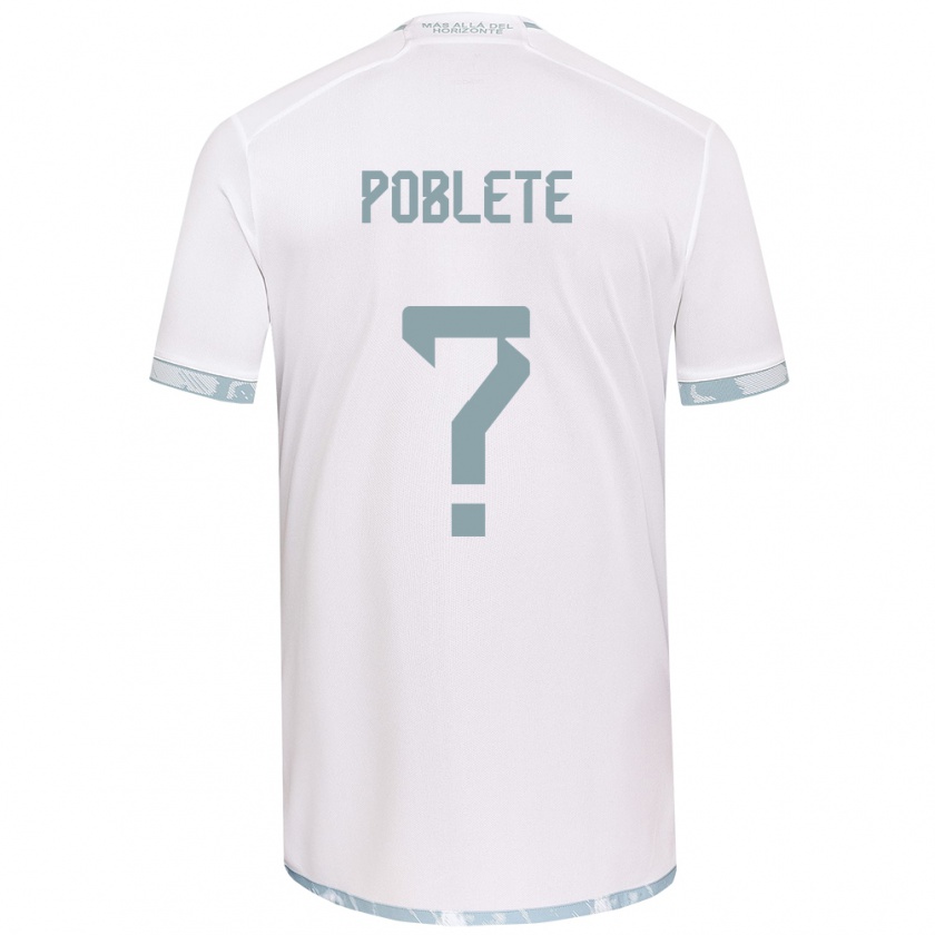 Kandiny Kinder José Poblete #0 Weiß Grau Auswärtstrikot Trikot 2024/25 T-Shirt