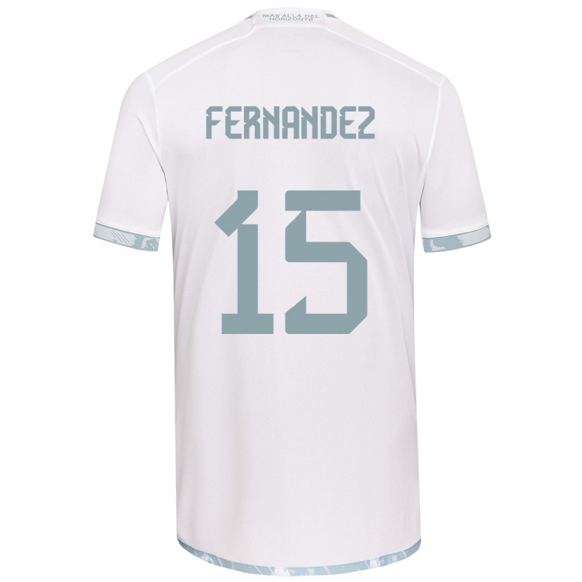 Kandiny Kinder Vicente Fernández #15 Weiß Grau Auswärtstrikot Trikot 2024/25 T-Shirt