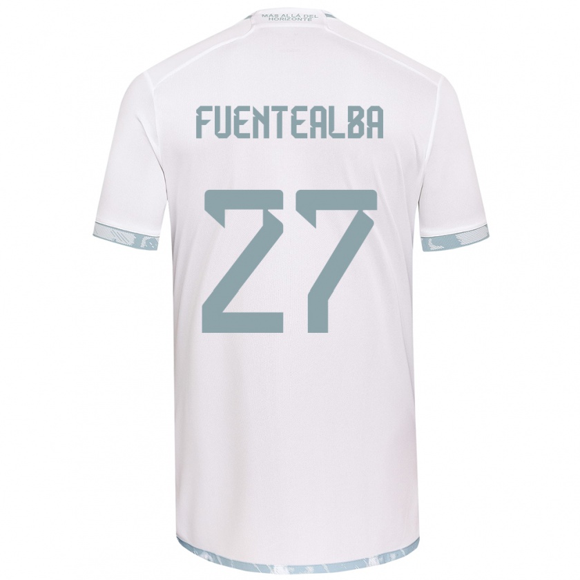 Kandiny Kinder Jeison Fuentealba #27 Weiß Grau Auswärtstrikot Trikot 2024/25 T-Shirt