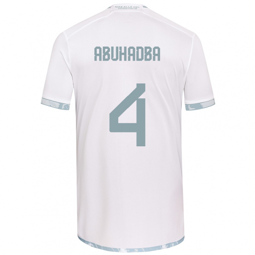 Kandiny Kinder Zacarías Abuhadba #4 Weiß Grau Auswärtstrikot Trikot 2024/25 T-Shirt