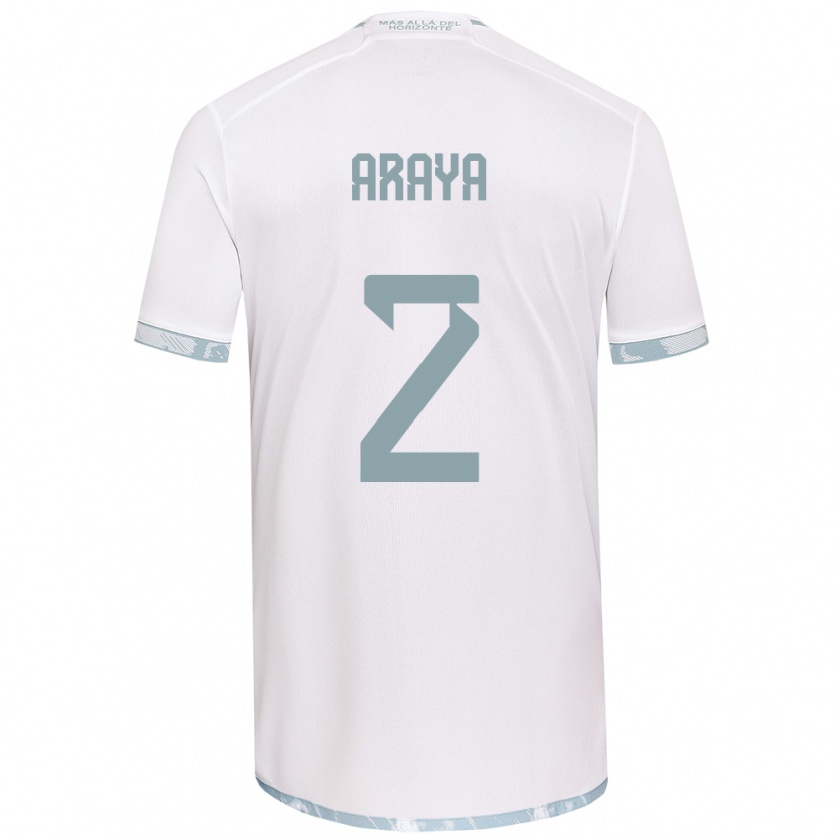 Kandiny Kinder Fernanda Araya #2 Weiß Grau Auswärtstrikot Trikot 2024/25 T-Shirt