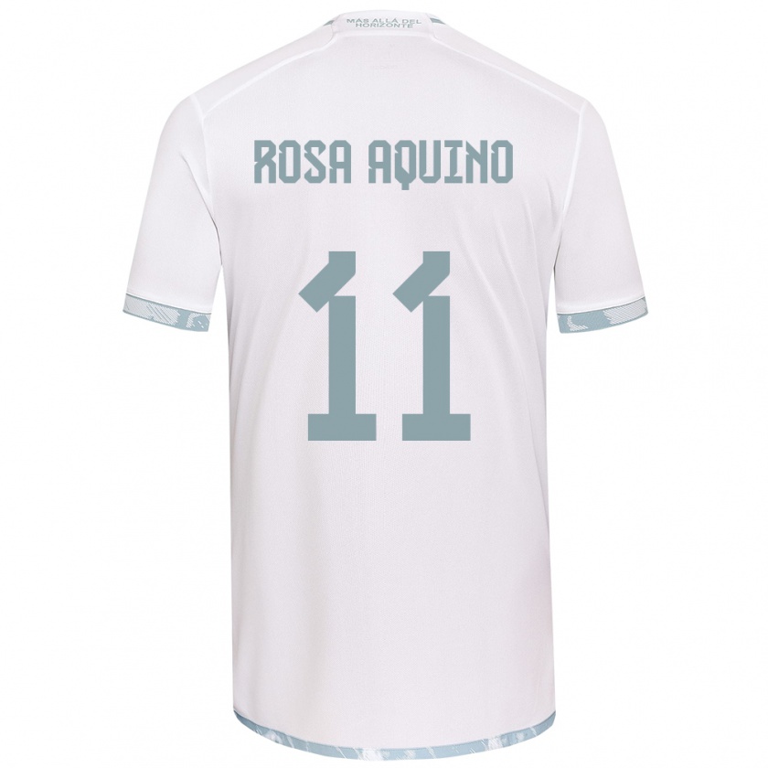 Kandiny Kinder Rosa Aquino #11 Weiß Grau Auswärtstrikot Trikot 2024/25 T-Shirt