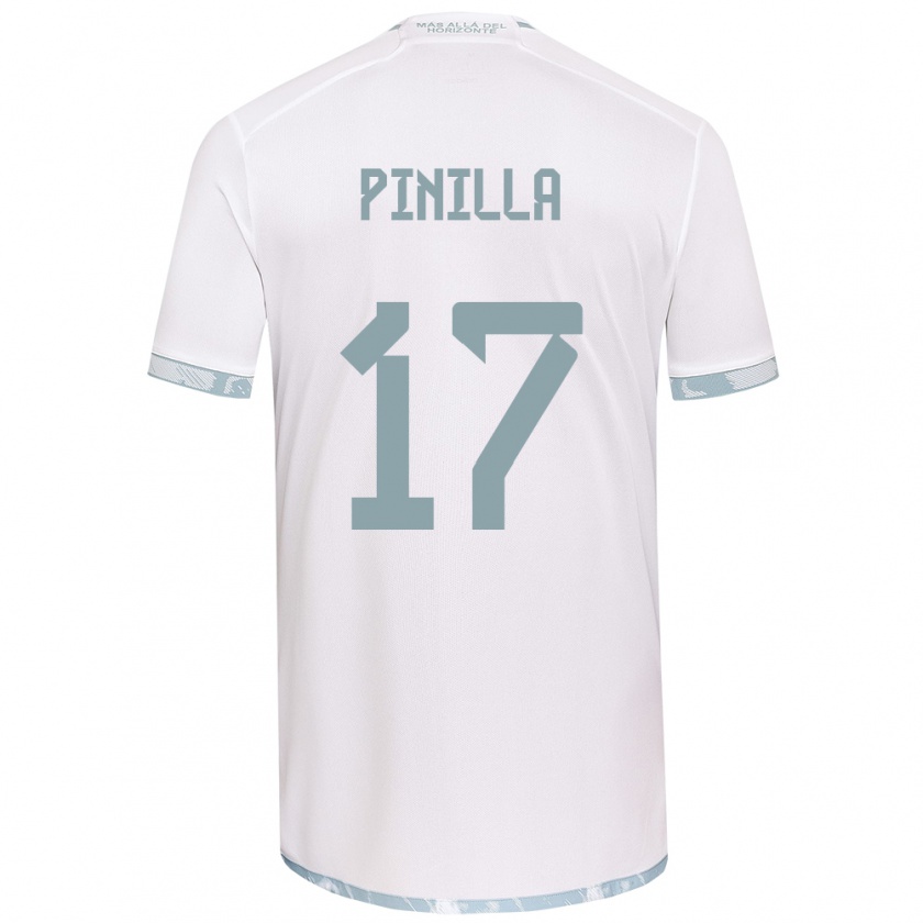 Kandiny Kinder Fernanda Pinilla #17 Weiß Grau Auswärtstrikot Trikot 2024/25 T-Shirt