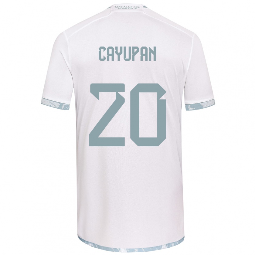 Kandiny Kinder Natalia Cayupán #20 Weiß Grau Auswärtstrikot Trikot 2024/25 T-Shirt