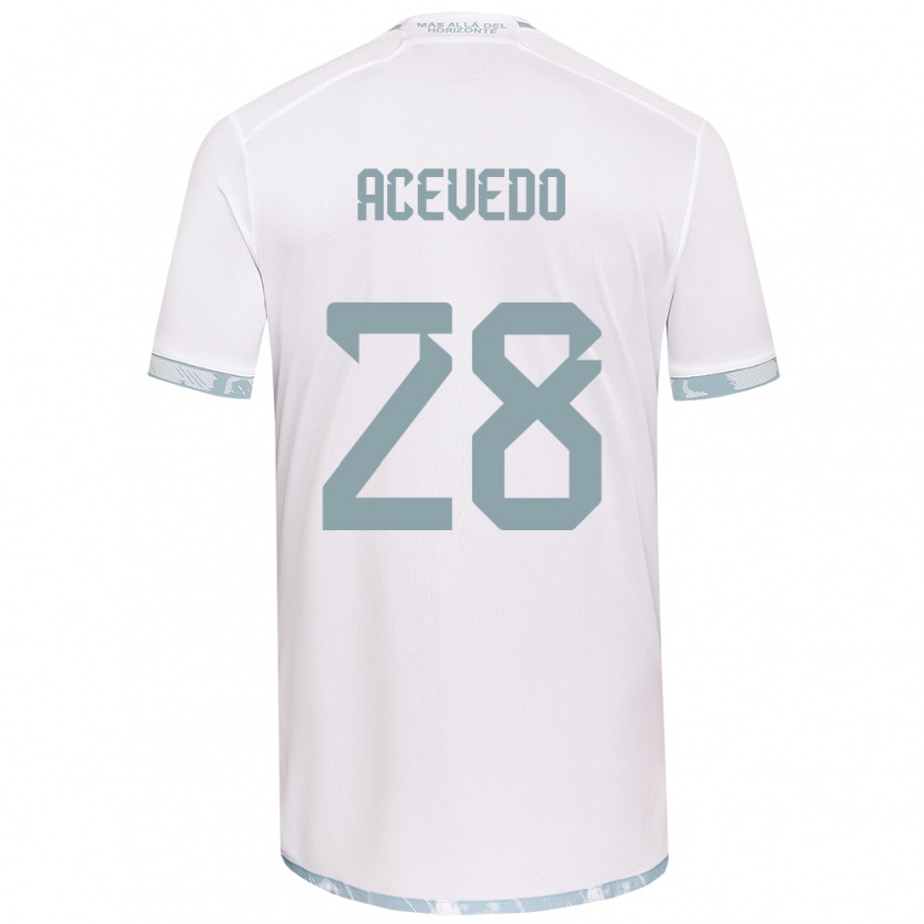 Kandiny Kinder Florencia Acevedo #28 Weiß Grau Auswärtstrikot Trikot 2024/25 T-Shirt