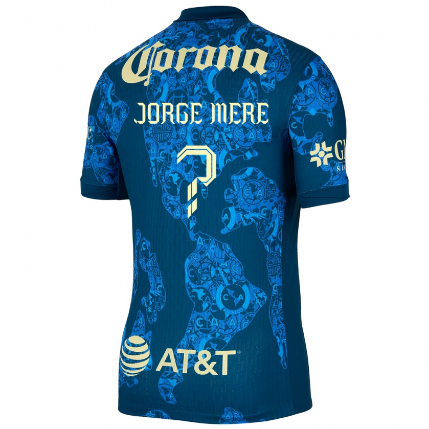 Kandiny Kinder Jorge Meré #0 Blau Gelb Auswärtstrikot Trikot 2024/25 T-Shirt