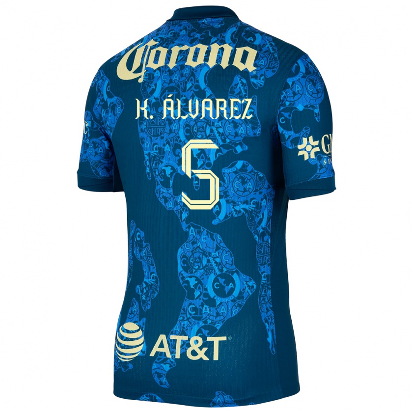 Kandiny Kinder Kevin Álvarez #5 Blau Gelb Auswärtstrikot Trikot 2024/25 T-Shirt