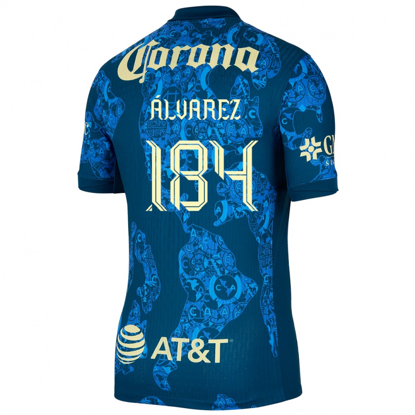 Kandiny Kinder Antonio Álvarez #184 Blau Gelb Auswärtstrikot Trikot 2024/25 T-Shirt