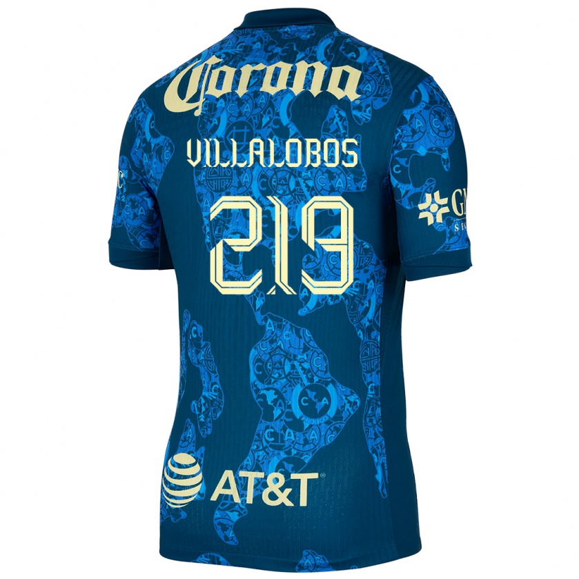 Kandiny Kinder Patricio Villalobos #219 Blau Gelb Auswärtstrikot Trikot 2024/25 T-Shirt