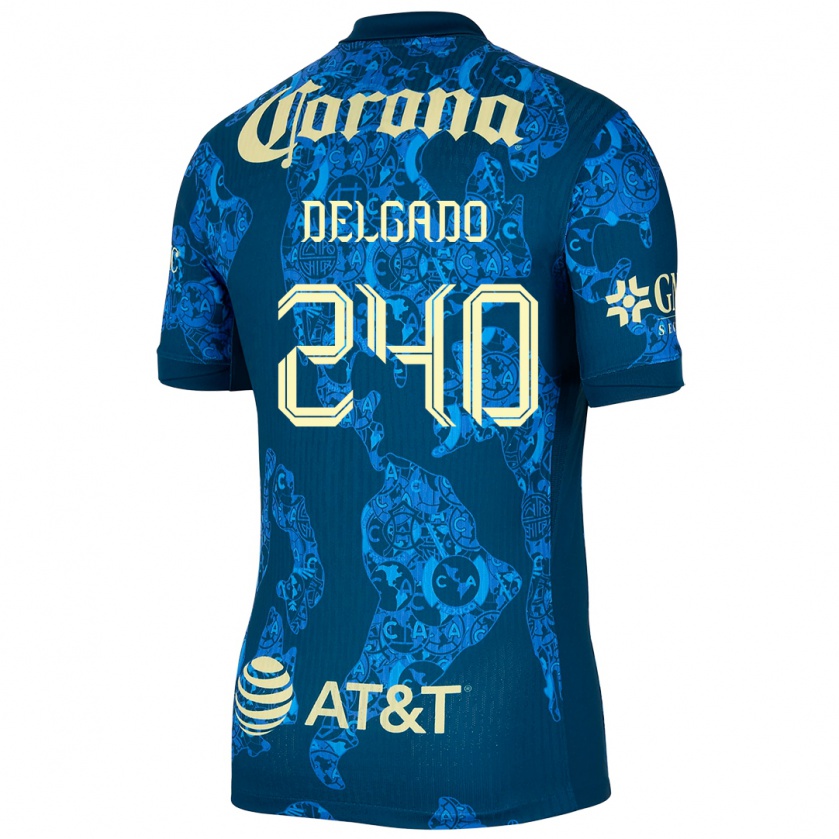 Kandiny Kinder Gael Delgado #240 Blau Gelb Auswärtstrikot Trikot 2024/25 T-Shirt