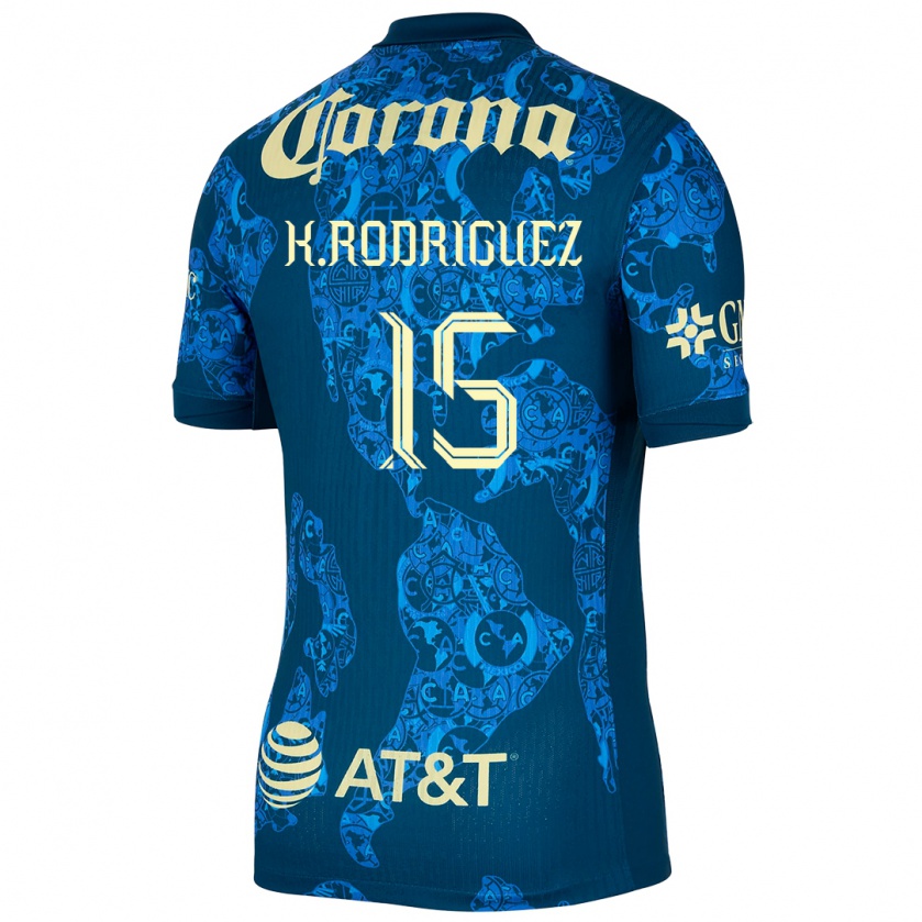 Kandiny Kinder Kimberly Rodriguez #15 Blau Gelb Auswärtstrikot Trikot 2024/25 T-Shirt