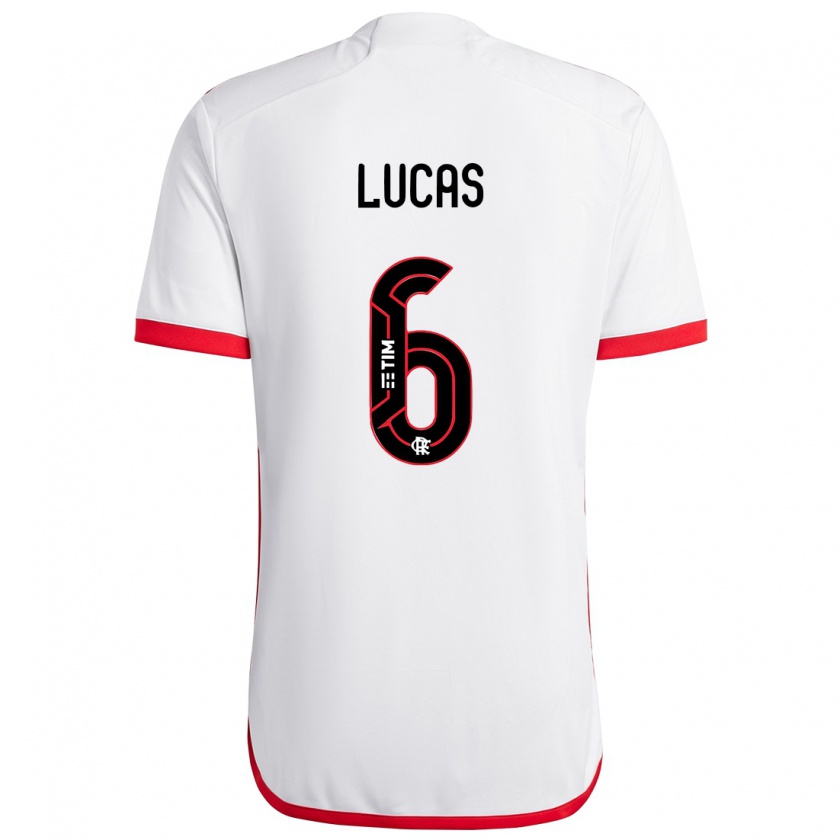 Kandiny Kinder Ayrton Lucas #6 Weiß Rot Auswärtstrikot Trikot 2024/25 T-Shirt