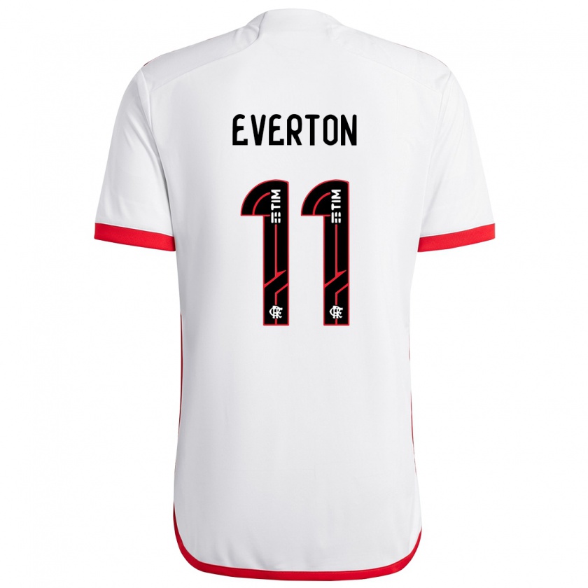 Kandiny Kinder Everton #11 Weiß Rot Auswärtstrikot Trikot 2024/25 T-Shirt