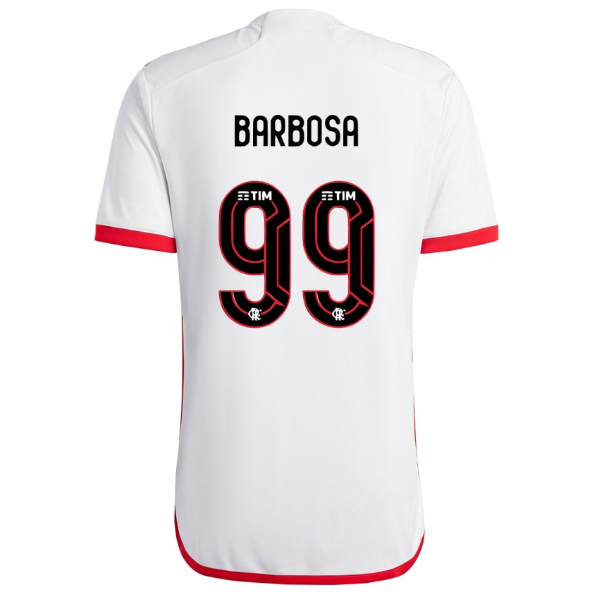 Kandiny Kinder Gabriel Barbosa #99 Weiß Rot Auswärtstrikot Trikot 2024/25 T-Shirt