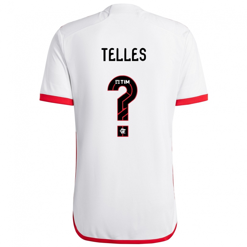 Kandiny Kinder Douglas Telles #0 Weiß Rot Auswärtstrikot Trikot 2024/25 T-Shirt