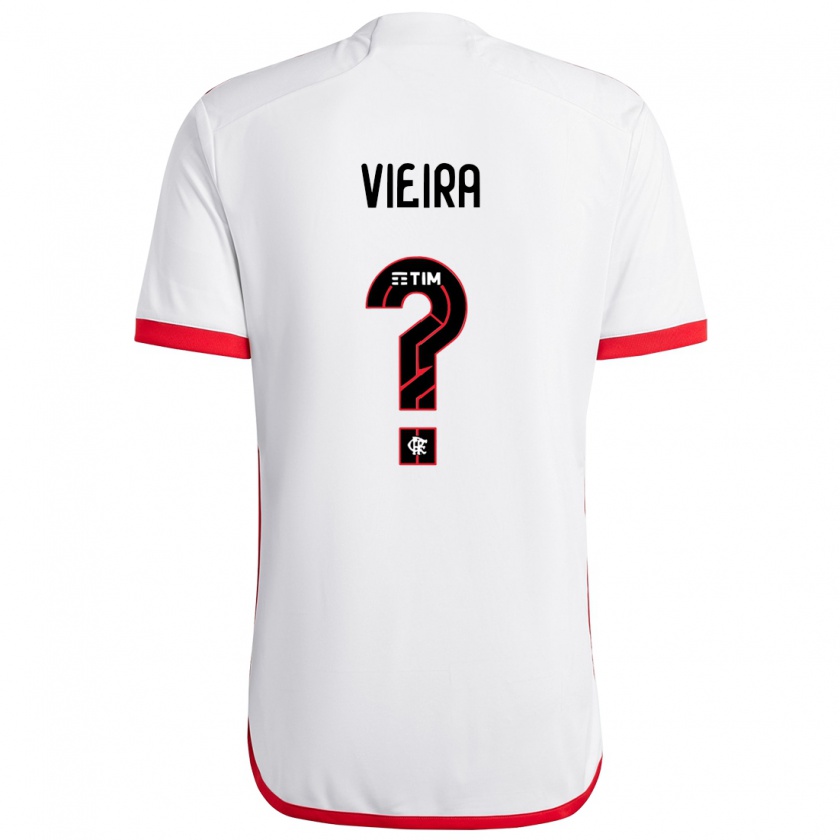 Kandiny Kinder Felipe Vieira #0 Weiß Rot Auswärtstrikot Trikot 2024/25 T-Shirt