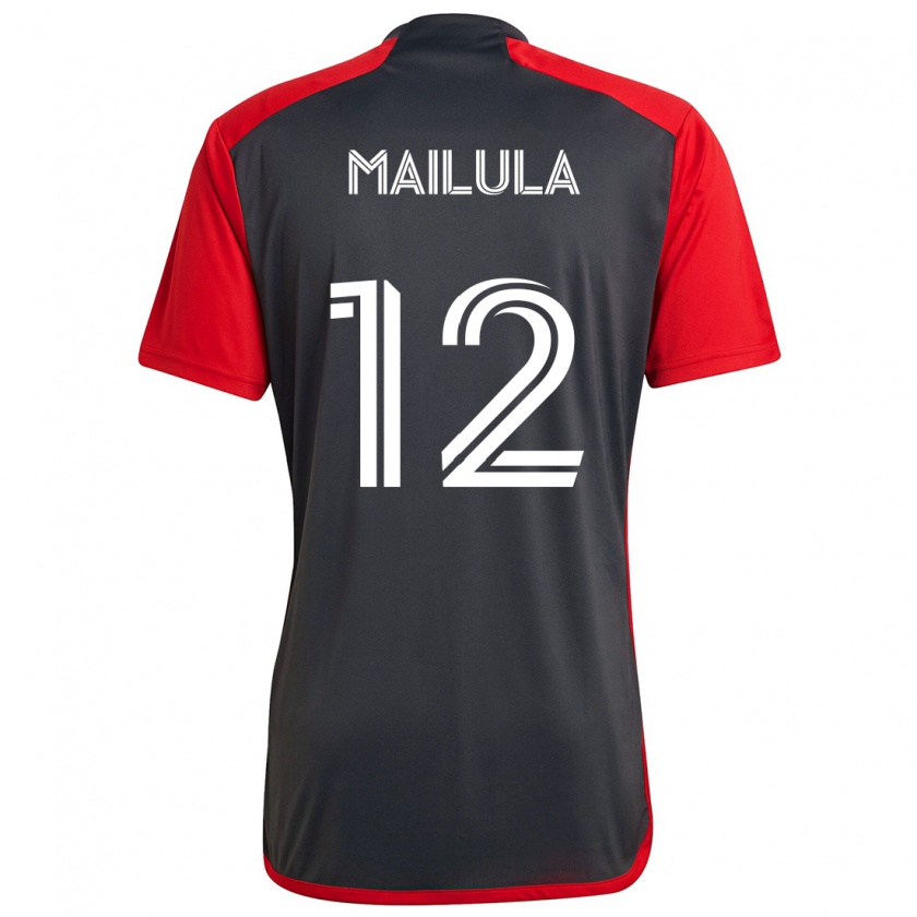 Kandiny Herren Cassius Mailula #12 Grau Rot Heimtrikot Trikot 2024/25 T-Shirt